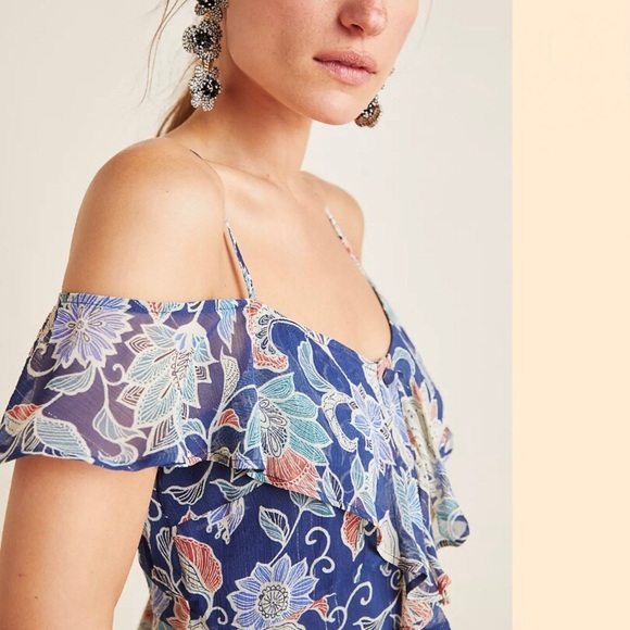 Maeve Mariposa Open-Shoulder Ruffled Floral Top Size 8 NWT - Picture 15 of 16